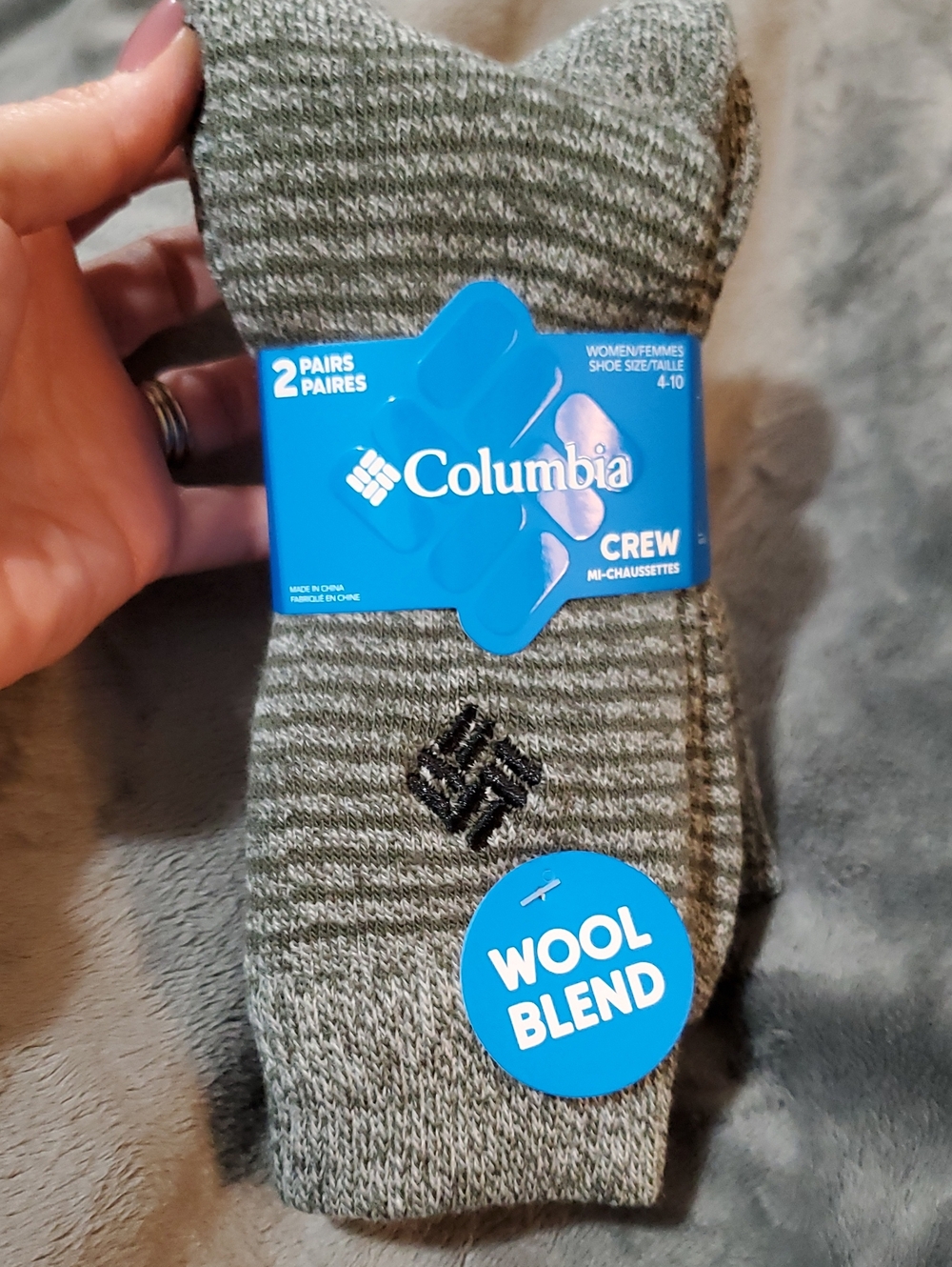 Columbia Men's Crew Wool-Blend Socks — Olive Green